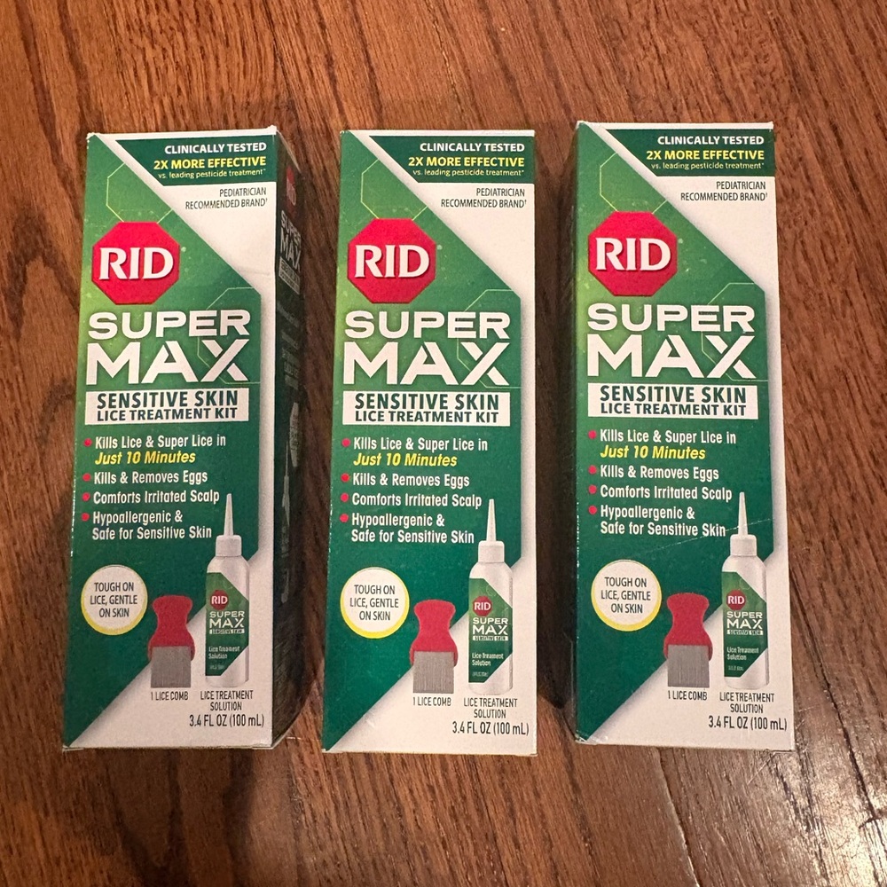 Rid Super Max Sensitive Skin Treatment Lice Eggs Removal Kit with Comb 3 Pack